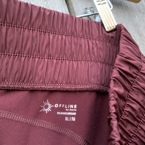 OFFLINE BY AERIE Shorts Women's XL Maroon Real Me Smocked Running Gym Flowy - Picture 8 of 9